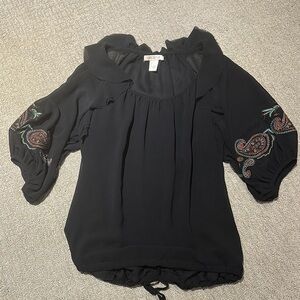 Black Embroidered Women's Top